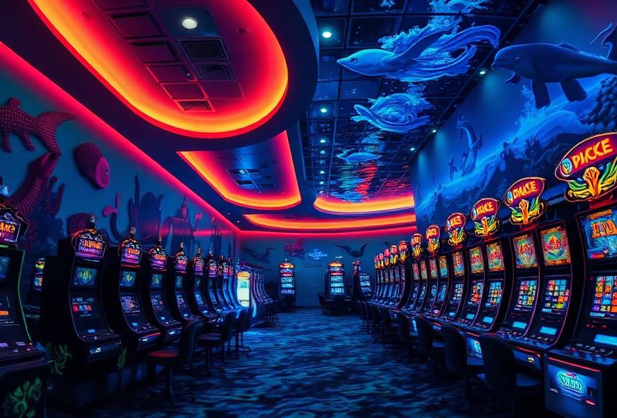 Reef Slot Palace Cairns gaming floor underwater themed decor